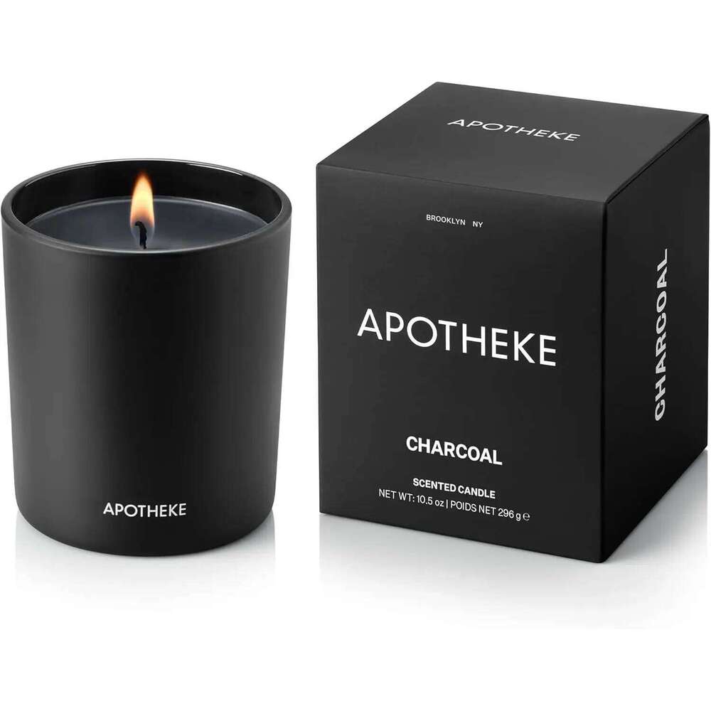 Large Black Jar Scented Candle, 10.5 oz Soy Wax, Cedarwood Sandalwood Oud Amber Fragrance, Non-Toxic Home Decor Gift W260304 W260305