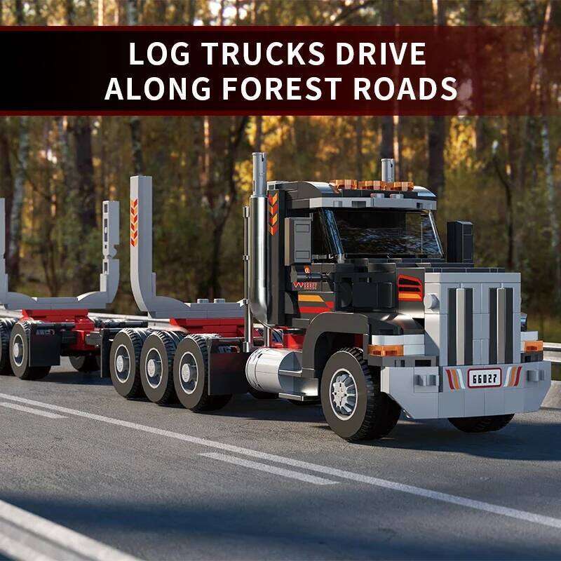 445PCS American Head Building Blocks Wood Transport Truck Car Model Bricks Desktop Ornaments Kids Educational Toys Gifts Z260305