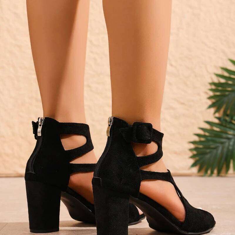2025 New Fashionable Hollow Design High Heel with Open Toes, Casual and Comfortable Women's Sandals