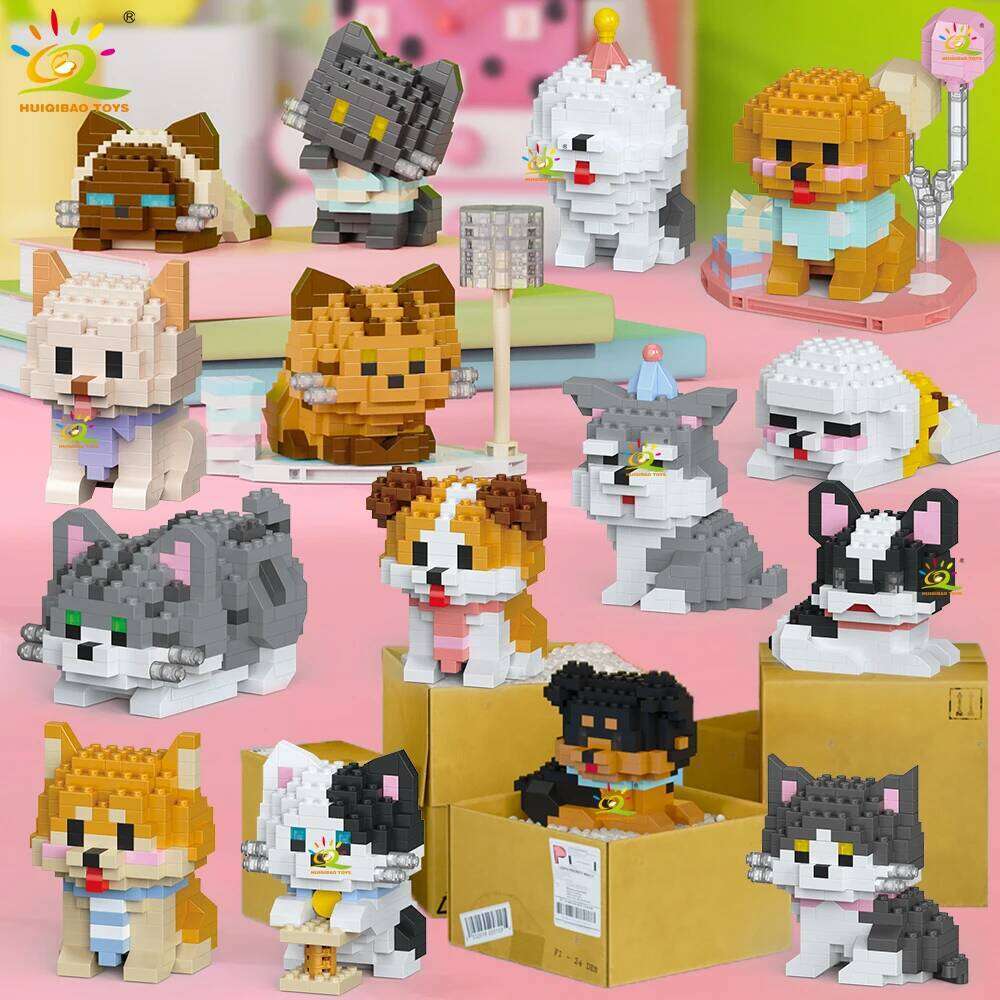 HUIQIBAO MOC Cute animal model Micro Building Block Panda Rabbit Bee Mini Diamond Model Brick Toy for Children Desk Decor. Z260306