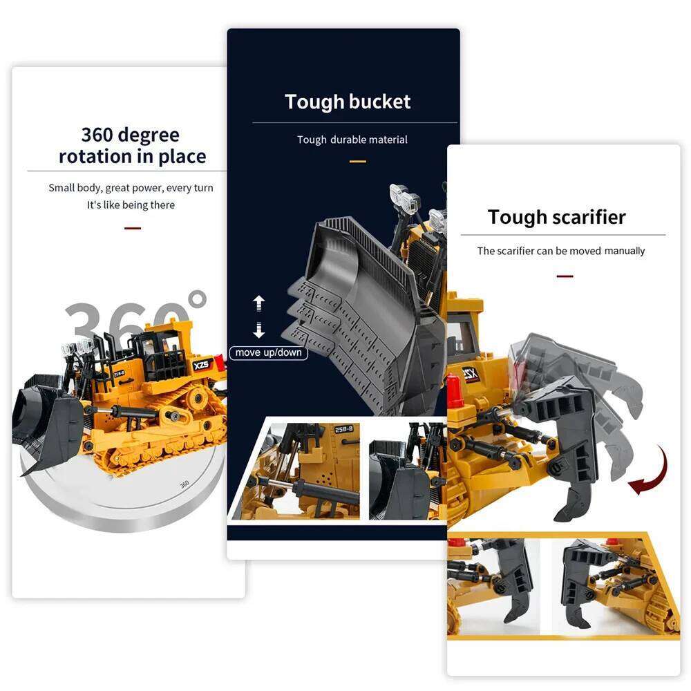 1:24 9CH Multifunctional RC Bulldozer Crawler Type Alloy/Plastic Shovel Engineering Forklift Heavy Excavator toy gifts for kids C260305