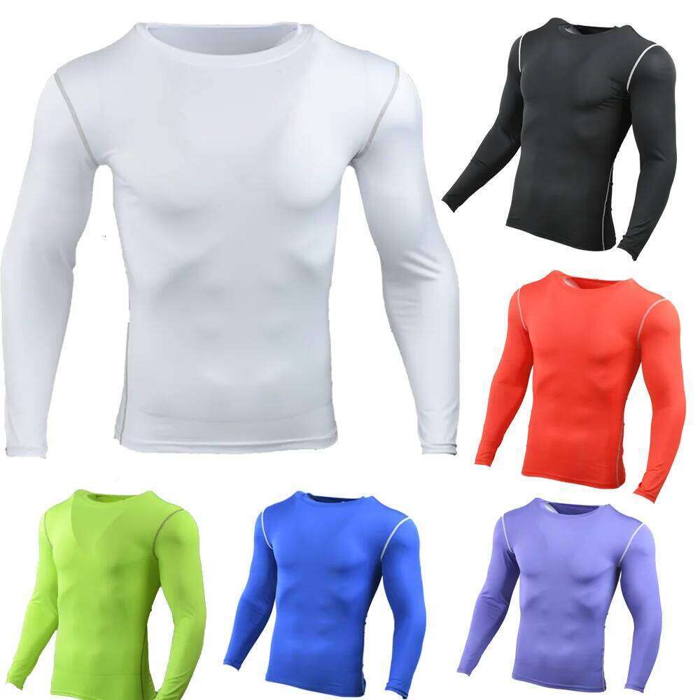 Men Compression Running T-Shirt Gym Sportswear Training Jogging Shirts Fitness Tight Long Sleeve Sport T-shirt Quick Dry Clothe 26H0306