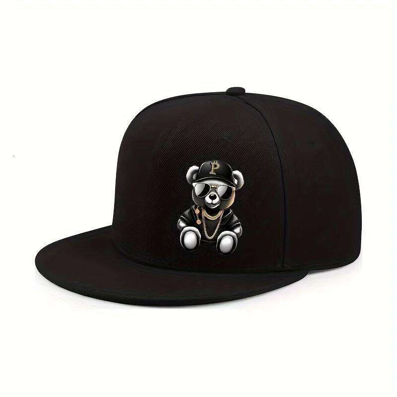 Adjustable Cartoon Bear Printed Hip Hop Baseball Cap Outdoor Sports Beach Casual Wea Fit for Men and Woment street snapback hat Y260304