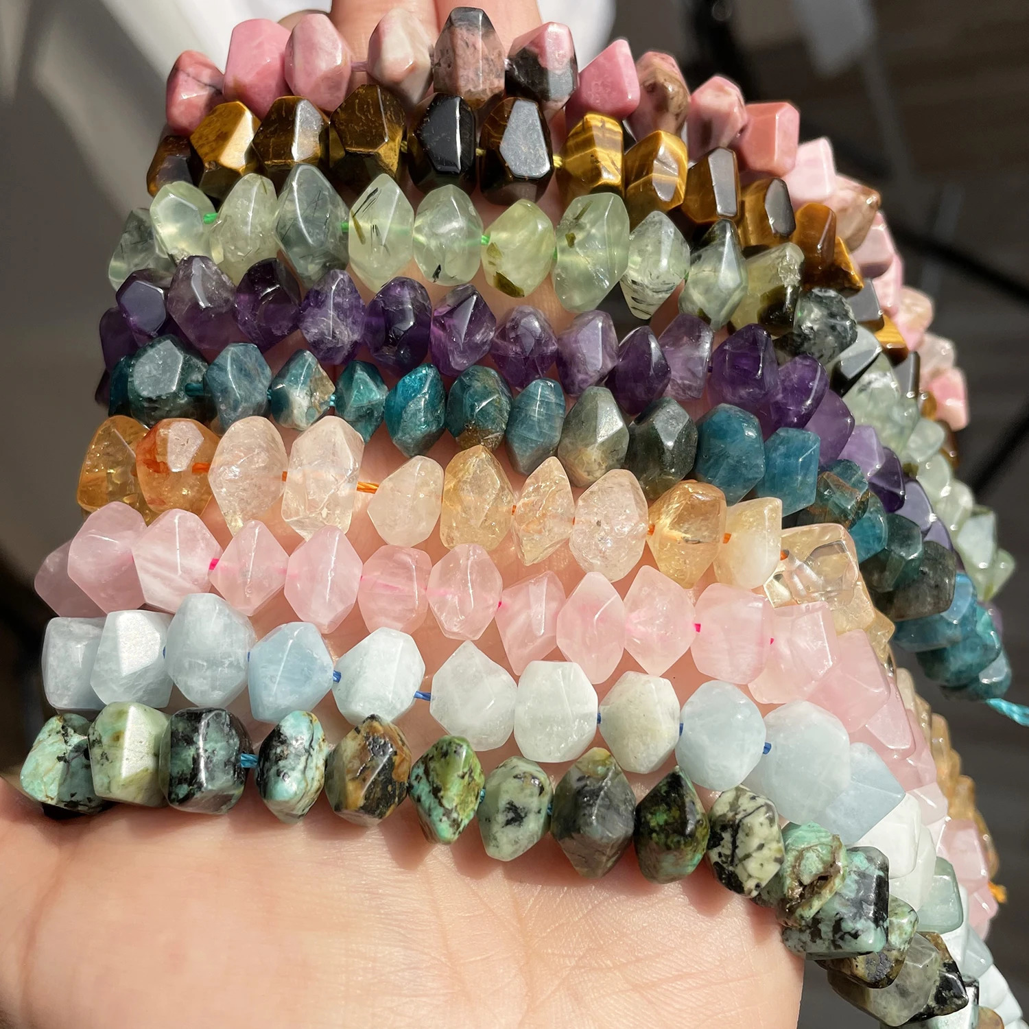 Natural Irregular Special Cut Tiger Eye Amethysts Rhodonite Stone Beads for Jewelry Craft Making Diy Bracelet Accessories 260302