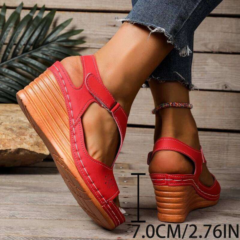 2025 Summer New Fashion Slope High Heel Sandals Elegant Casual Women's Shoes