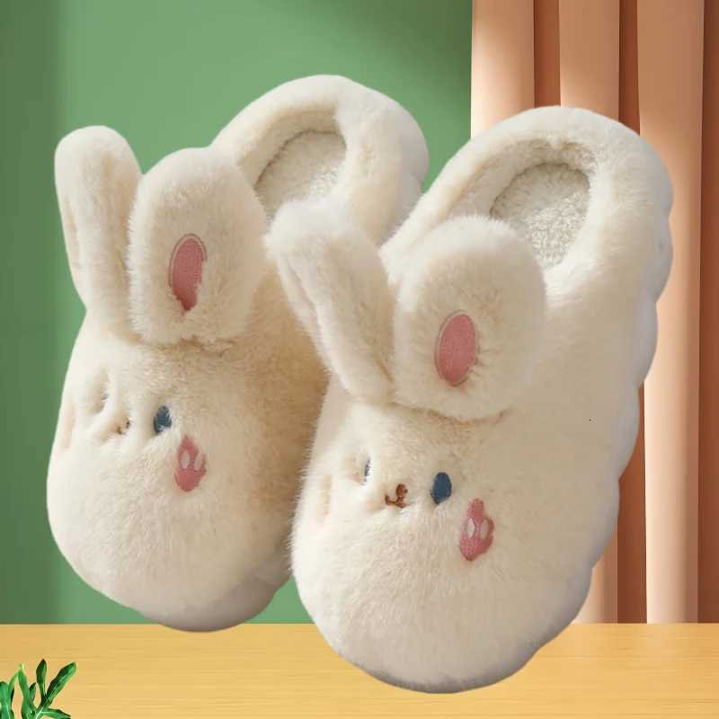 Winter Cute Plush Rabbit Cotton Slippers For Women Couple Indoor Soft Thick Soles Sandals Adults Household Warm Non-slip Slides S260305