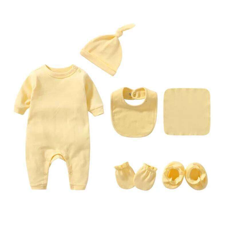 Clothing Boys Girls 6Pcs/Sets Romper Suitable for Newborns Aged 0-3 Months Solid Color 100% Cotton Jumpsuit Baby Set Z260306