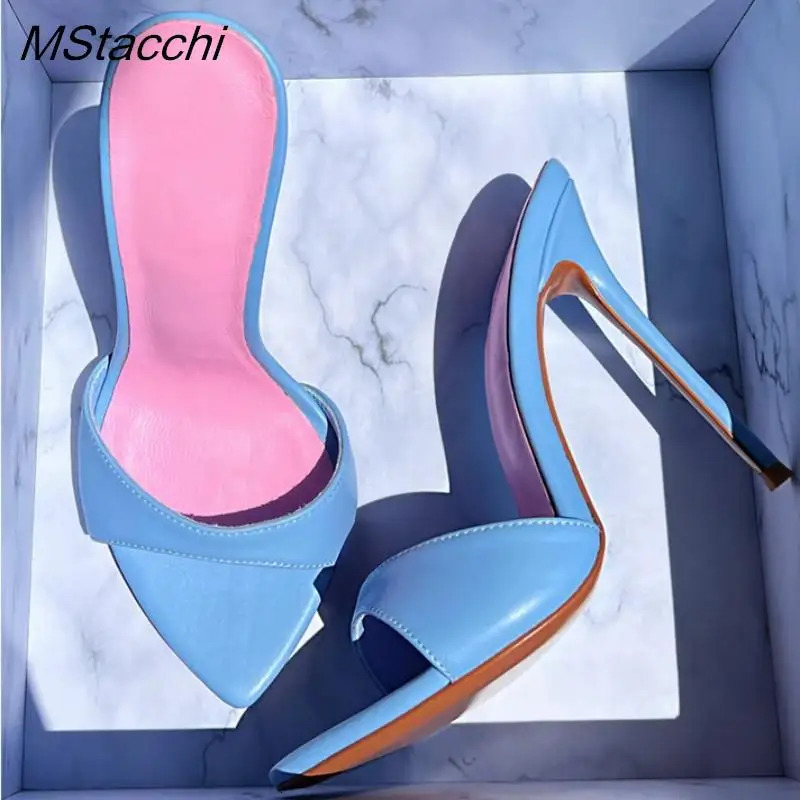 Super-high Heel Slippers Women Shoes Summer Peep Toe Mixed Colors Stiletto Sandals Sexy Party Ladies Shoes Woman Pumps 260306