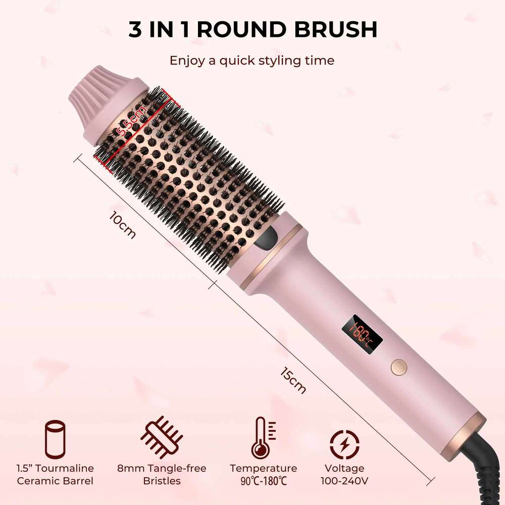 Thermal 1.5 in Heated Ceramic Comb Volumizing Travel Curling Iron with Brush 26Y0306