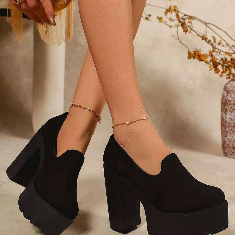 2025 New Comfortable and Fashionable Thick Heel Single Outdoor Non slip Casual Women's Shoes