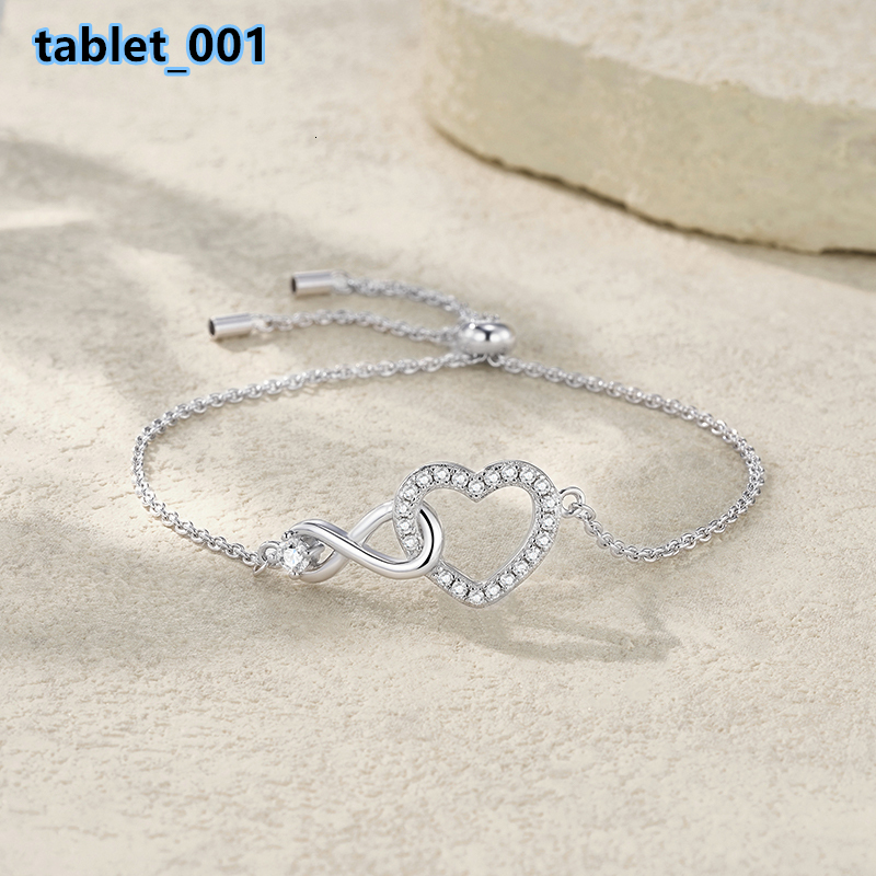 Elegant 925 Silver Moissanite Infinity Heart Adjustable Chain Design Romantic Sparkling Gift Anniversary Fine Jewelry Bracelet