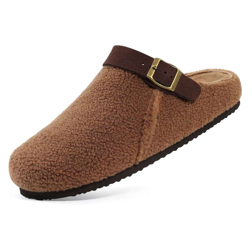 Litfun Winter Plush Lining For Women Non-slip Platform Indoor Slides Furry Cozy Outdoor Slippers With Adjustable Buckle
