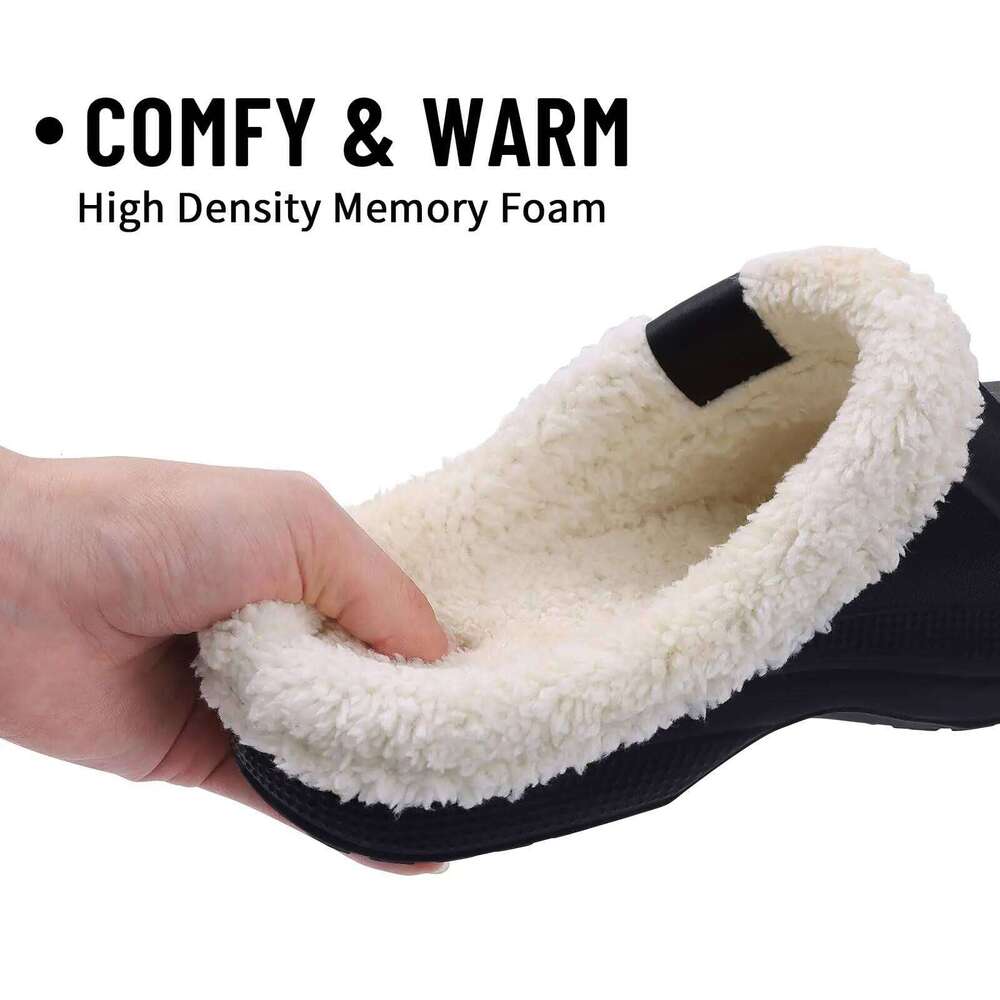 Litfun Winter Fur Lined Slippers For Women Men Waterproof Fuzzy Cozy Slides Warm Leisure Indoor Outdoor Garden Clogs Shoes