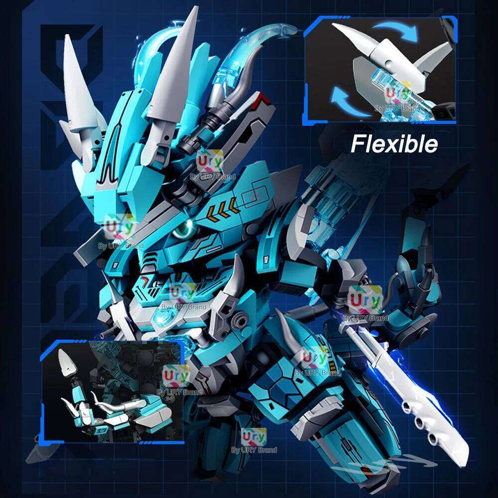 2in1 Ninja Movie Blue Warrior Mini Robot Battle Mecha Flying Water Dragon Set Fighter Building Block Toys for Boy Christmas Gift Z260305