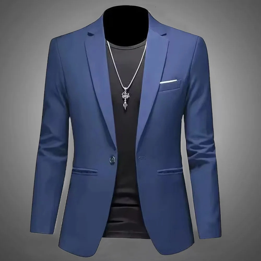 Mens Trendy Leisure Boutique Suit Jacket Autumn Casual Business Slim Fit Non-ironing Single Button Suit Solid Formal Blouse 260306