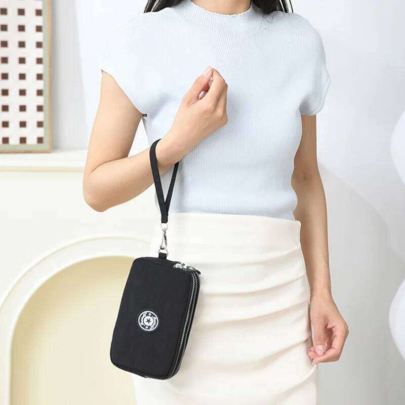 Three-layer Zipper short Mobile Phone Fashion Hand Makeup WOMEN's Portable change Waterproof Multi-layer Pocket Bag C260304