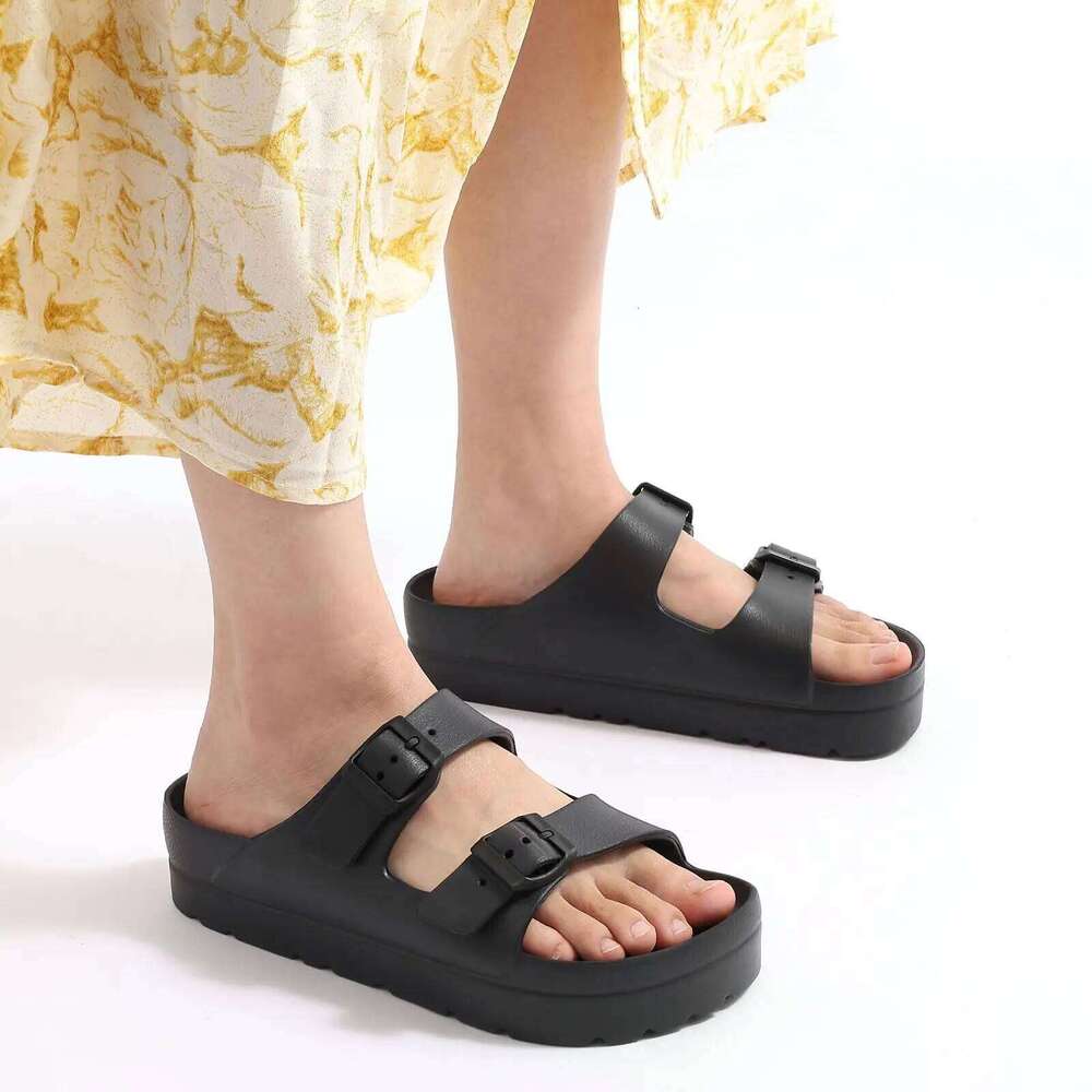 Lifun Summer New Thick Sole Slippers For Women Lightweight Slip On Outdoor Beach Slides Lady EVA House Sandals With Arch Support