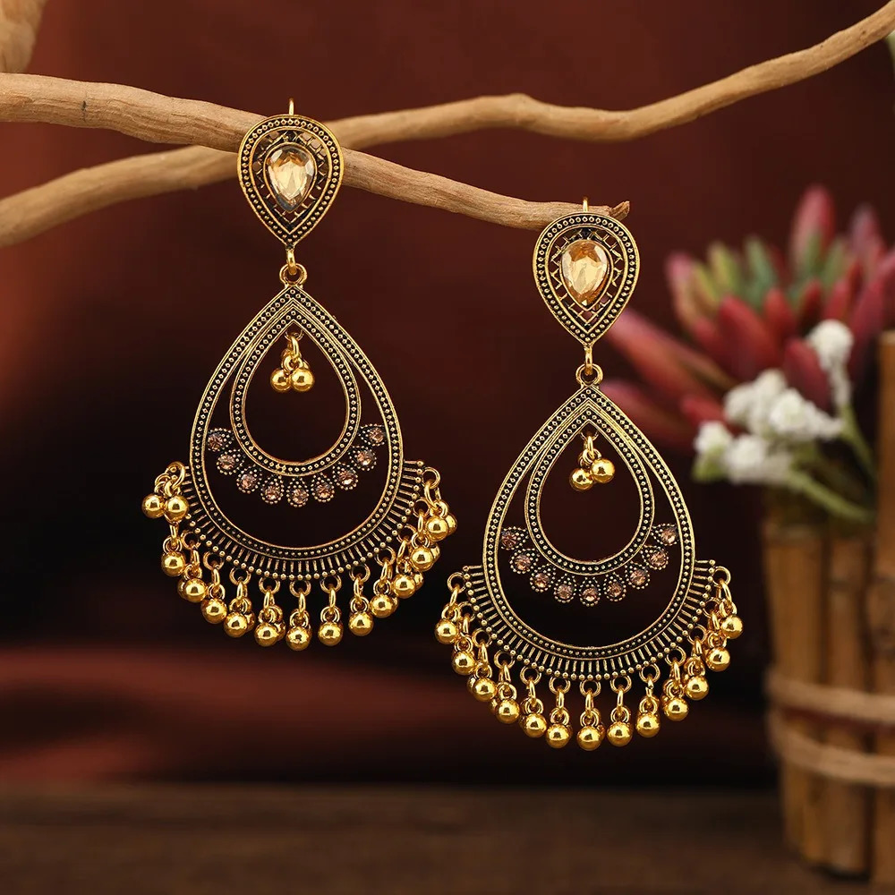 Vintage Round Bell jewellery Earrings for women Personalized Nostalgic womens Earrings cute Ladies Accessories Jewelry 260303