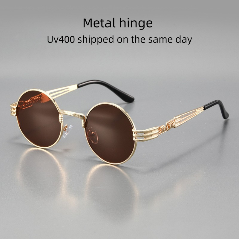 2026 New Designer Luxury Brand Classic European And American Metal Punk Women's Sunglasses Retro Men's Hollow Glasses Round Fashion Brand Su