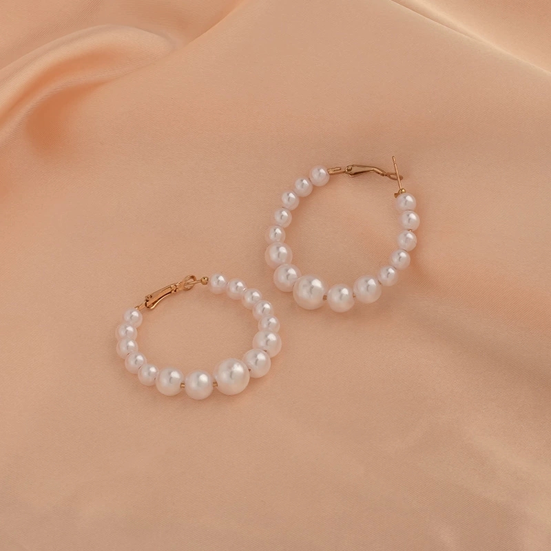 Exquisite Boho-Inspired Pearl Drop Hoop Earrings Versatile Fashion Staple