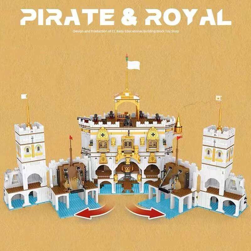Movie Series Royal Bay Pirate Ship MOC Large Sailing Building Blocks Model Modular Architecture Bricks Sets Kids Toys Boys Gifts Z260306