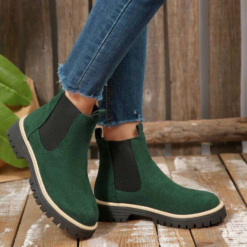 2026 new winter hot selling comfortable casual short boots, fashionable round toe square heel Chelsea boots