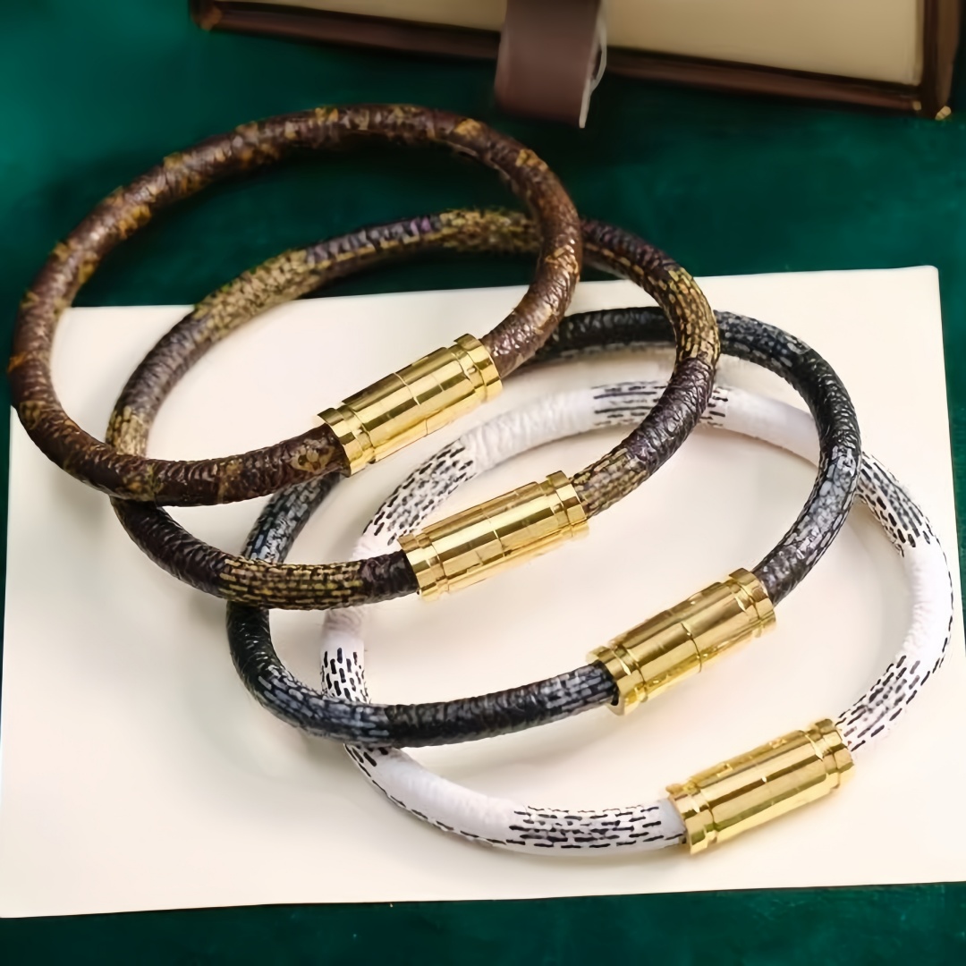 luxury jewelry leather bracelet designer bracelet bangle women men high quality stainless steel business classic flower bracelet jewellery gift charm bracelets