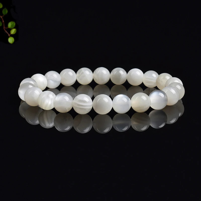 Real Natural White Moonstone Bracelet Genuine Moon Stone Beads Elastic Bracelets for Women Men Premium Gift 8mm Gemstone Jewelry 260302