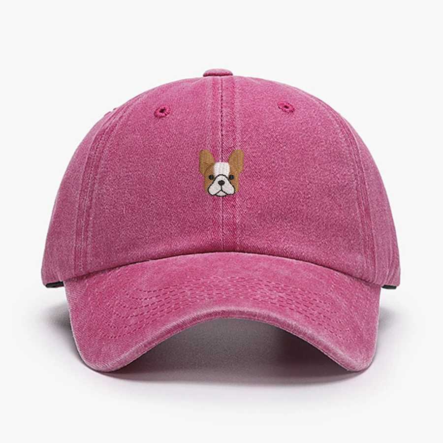 Embroidered Mini French BullDog vintage cotton Baseball caps Men Women Washed Hat Sports Fishing Dad Summer Peaked cap S260306