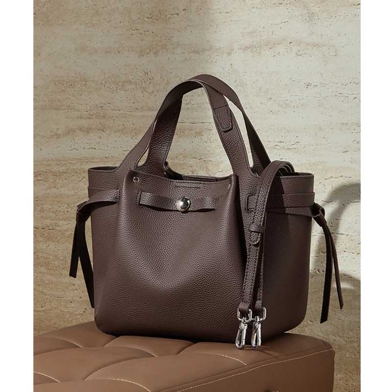 Hifashion Vintage Cow Genuine Leather Tote Shoulder Bags For Women 2026 Designer Crossbody Purses Bucket Ladies Handbags H260306