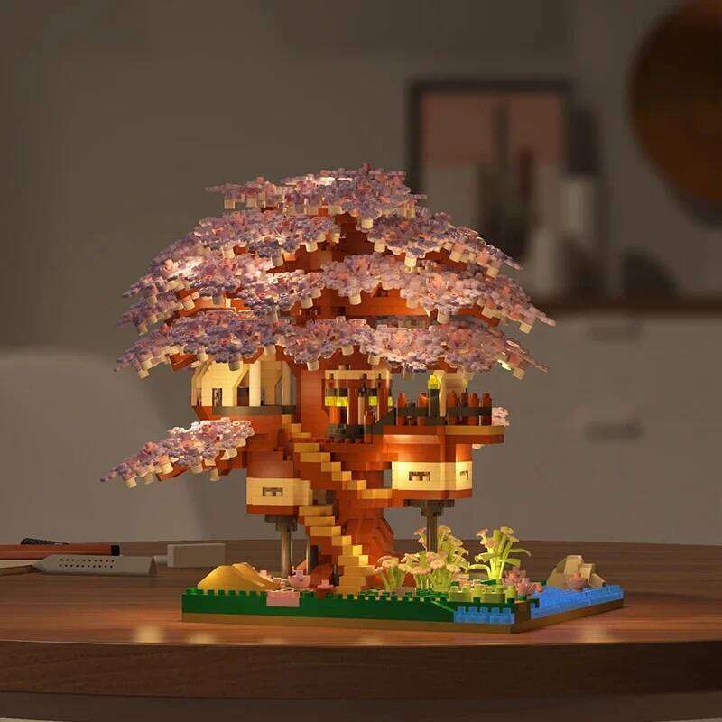 Mini Sakura Tree Building Blocks Set DIY Cherry Blossom Bricks Treehouse Model Decoration Romantic Gift for Girlfriend Z260306