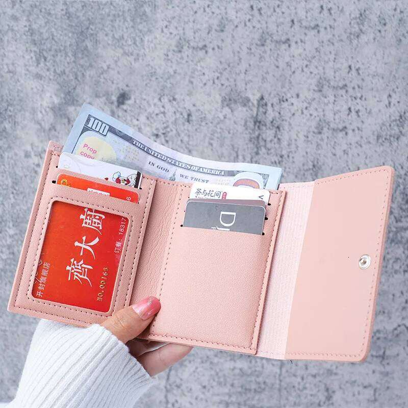 New Brand Pu Leather Student Triple Fold Bag Girl Multi-Card Slots Card Holder Short Ladies Coin Purse Cartoon Wallets C260304