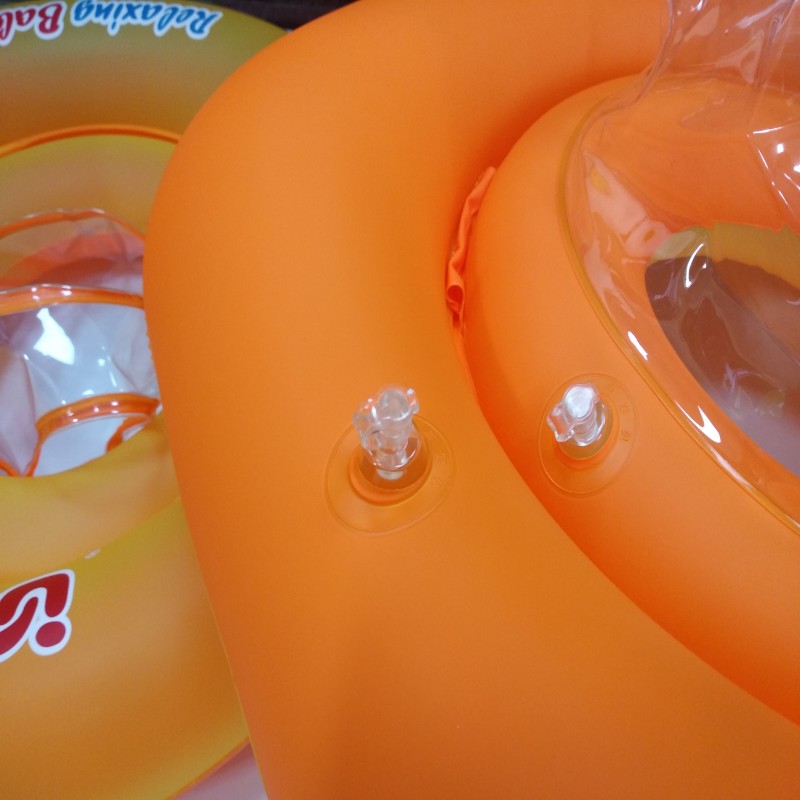 Baby Swim Neck Float Ring with Sunshade Canopy - Inflatable Infant Swimming Pool Float for Ages 0-3, Safe Water Play Toy with Dolphin Design