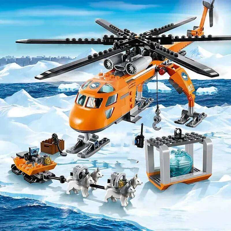 Suitable for urban series polar lifting helicopter building blocks Arctic airplane boy assembling toys Christmas gifts Z260306