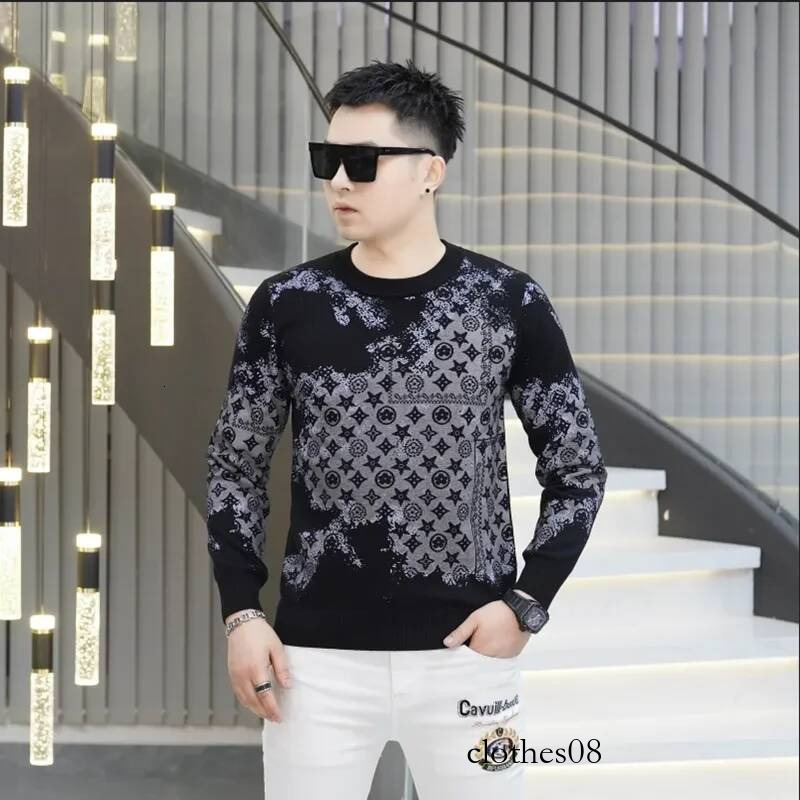 2026 Autumn Winter Jacquard Men - Fashion Round Neck Knit Top, Trendy Long Sleeve Pullover, Stylish Male Sweater Casual