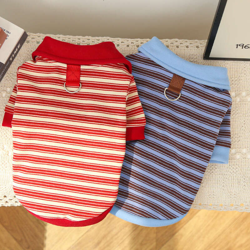 Famous autumn and winter polo striped German velvet shirt, cat pet clothing, dog new products, cat clothing, dog supplies, short hairless cat pupakaIK