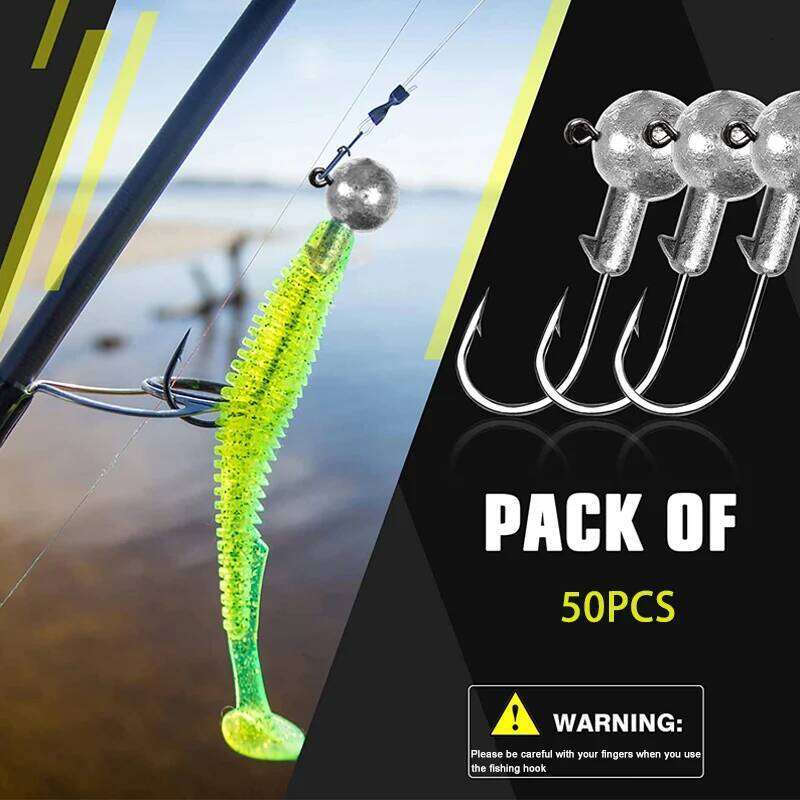 50pcs/set Crappie Heads Hooks 1g 2g 3.5g Crank Jig Head Fishing Hook Lures Bait Soft Worm Fishhook Accessories For F Y260305