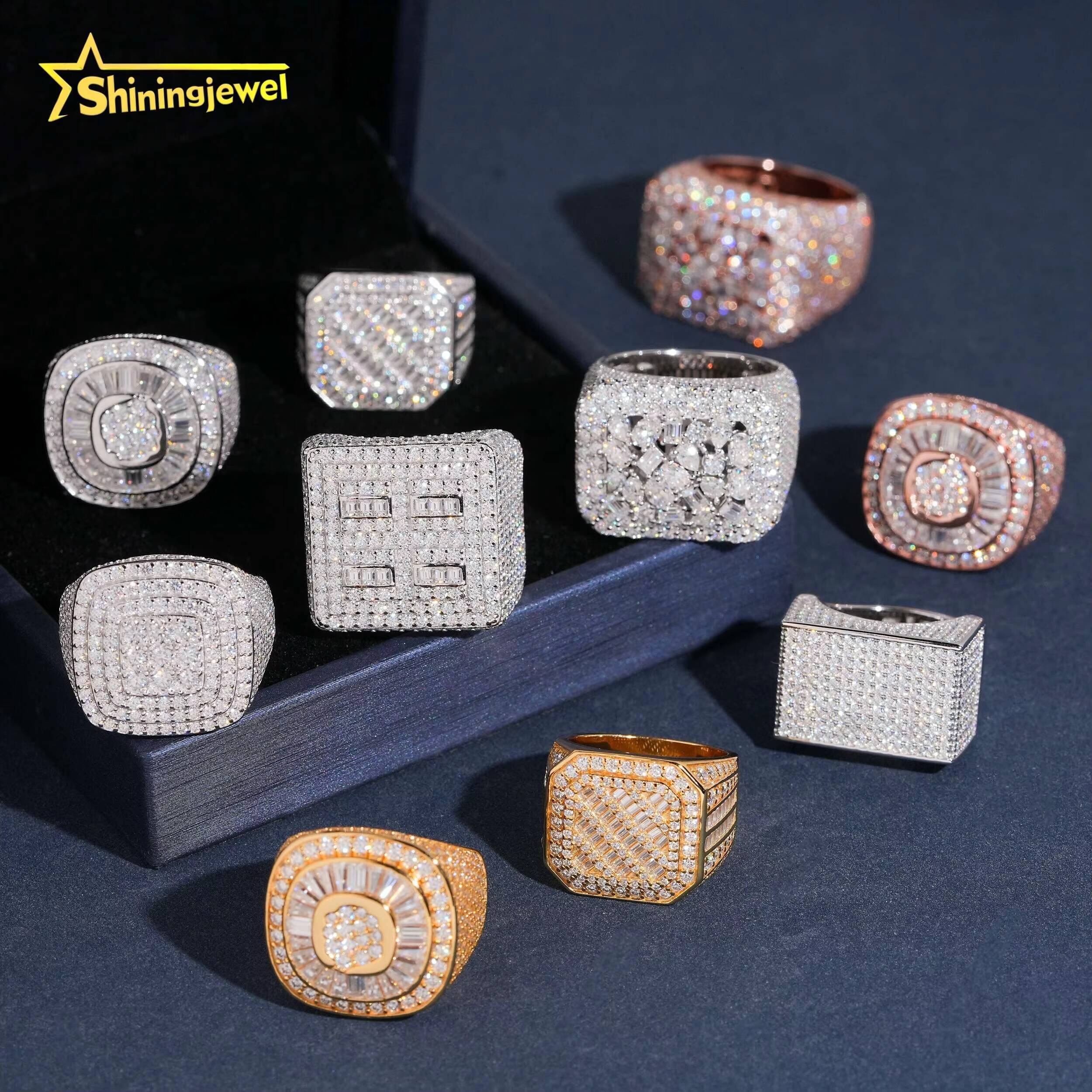 New Arrivals 925 Silver Iced Out Jewelry Pass Diamond Tester Luxury Hip Hop Men Moissanite Ring