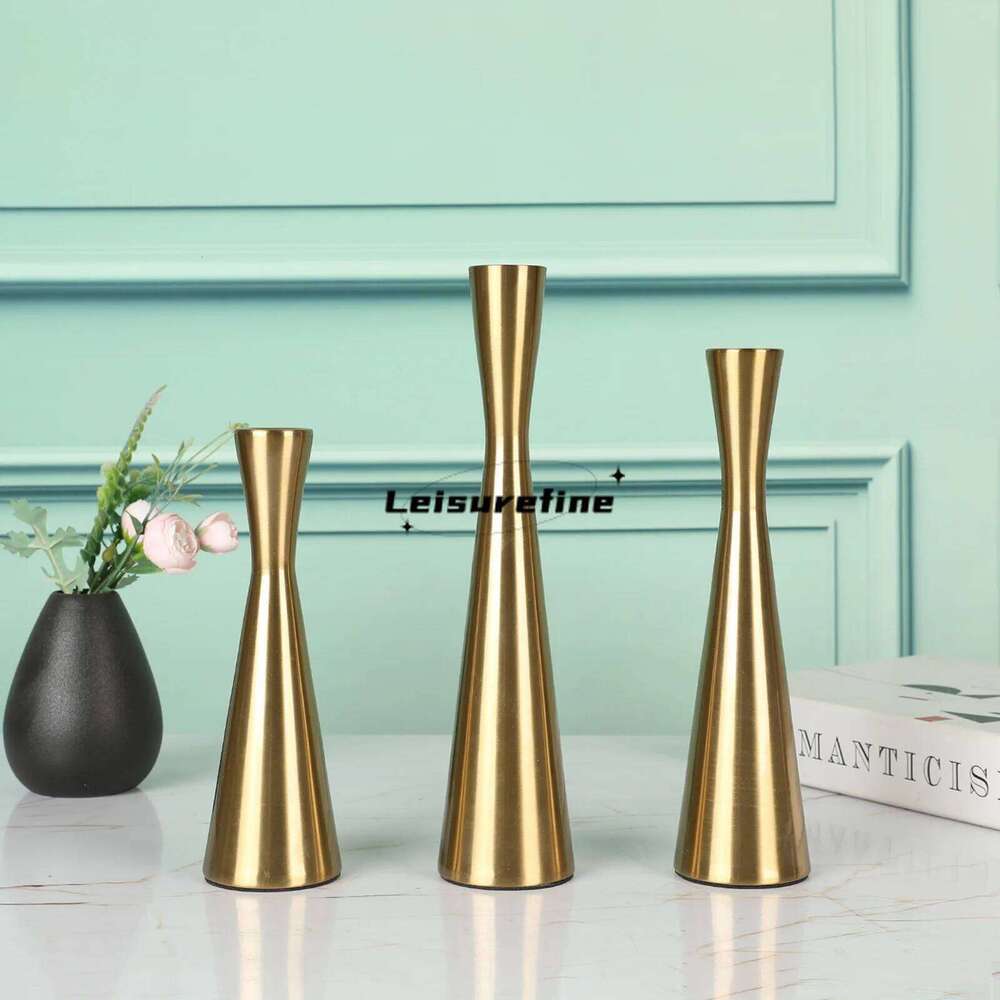 3pcs/set Candle Holders 3-sizes Iron Candlestick Conical Creative Geometric Modern Simple Golden/Black Festival Party Decoration XJ260305