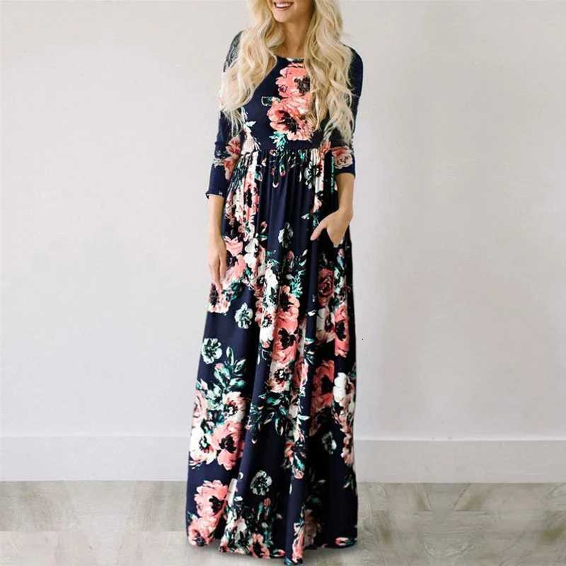 Women Summer Floral Print Maxi 2025 Loose White Boho Beach Dress Women Vintage Evening Party Long Dress Vestidos Female Robe X260306
