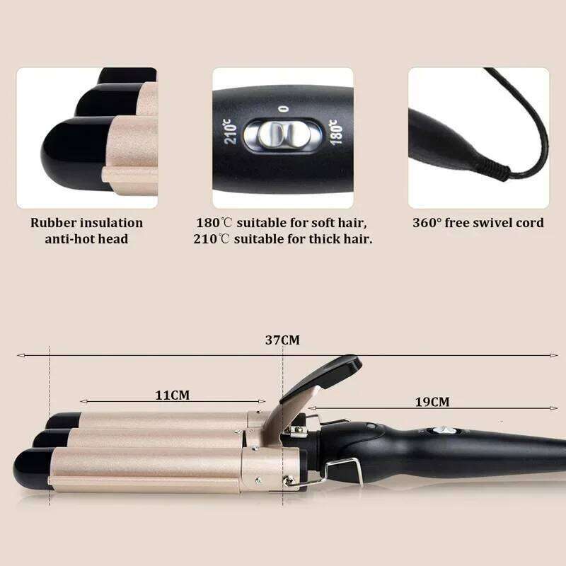 Professional Curling Iron Ceramic Triple Barrel Curler Irons Wave Waver Tools Hair Styling Appliances 26Y0306