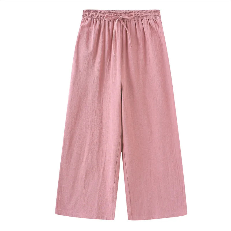 Large Size Two-piece Suit Women Cotton Linen Sets Long-sleeved Blouse Shirt Wide-leg Trousers Spring Summer Loose 2-piece Sets 260305
