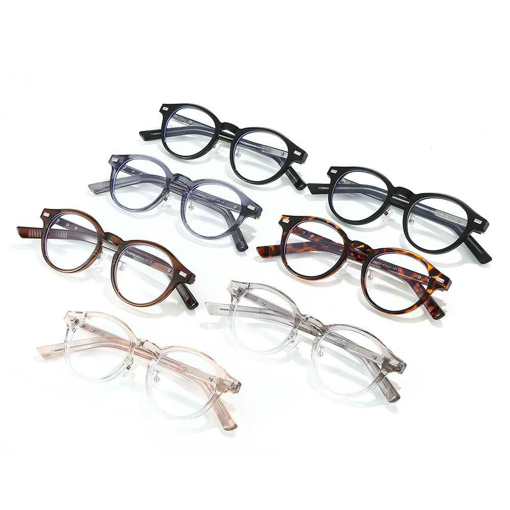 Cool Square Eye 28033 New Fashionable Oval TR Frame with Rivet Design, Trendy Retro Artistic Non-Prescription Glasses