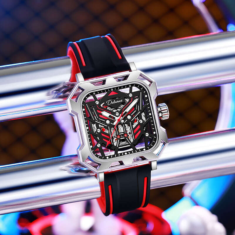 Authentic fully automatic mechanical watch, new concept, fully transparent diamond shaped waterproof, strong luminous, fashionable and trendy men'