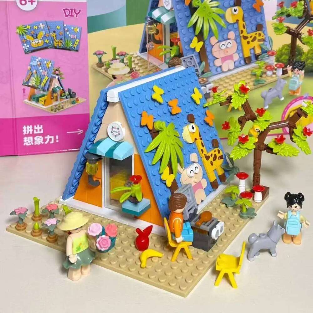 Sluban 341PCS Pink Dream DIY Building Blocks Set Educational Camp Cabin Creative Bricks Kit for Girls Gift Z260305