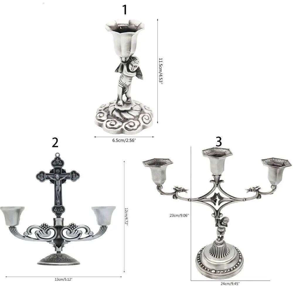 With Handle Christian Candle Holders Classical Anti-rust Crucifix Stand Easy to Carry Table Candlesticks Ornament XJ260305