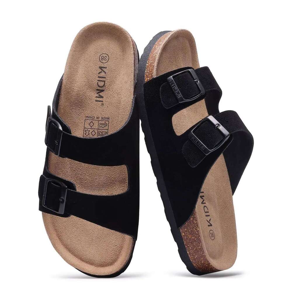 Litfun Summer Fashion Sandals For Women Men Cork Footbed Adjustable Slides Anti-slip Outdoor Unisex Slippers With Arch Support