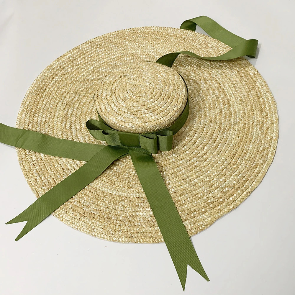 Womens Big Brim Wheat Straw Sun Hat Brim Ribbon Bow Layies Beach Hat Raffia Straw Hat wide brim hat womens hats fashionable 260228