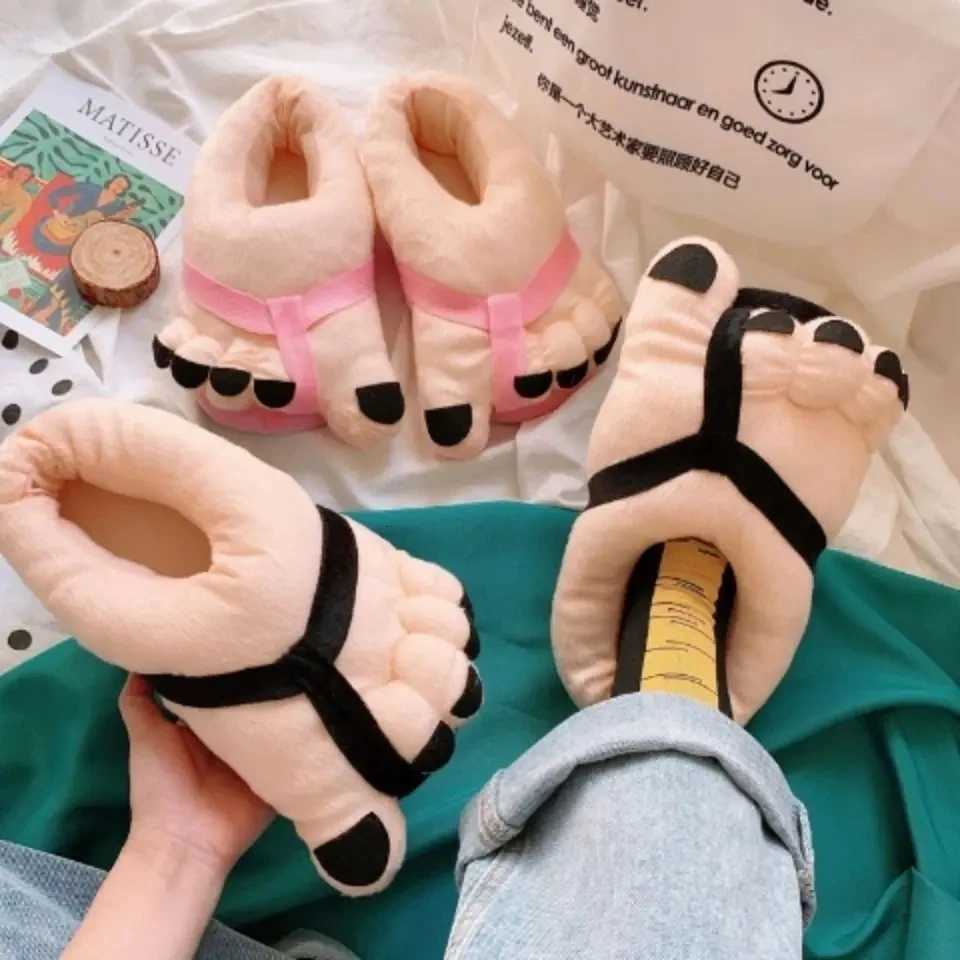 Funny Feet Claws Comfortable Plush Slippers Indoor Home Increase Men Women Winter Warm Cotton Slider Five Finger Cosplay Shoes S260305