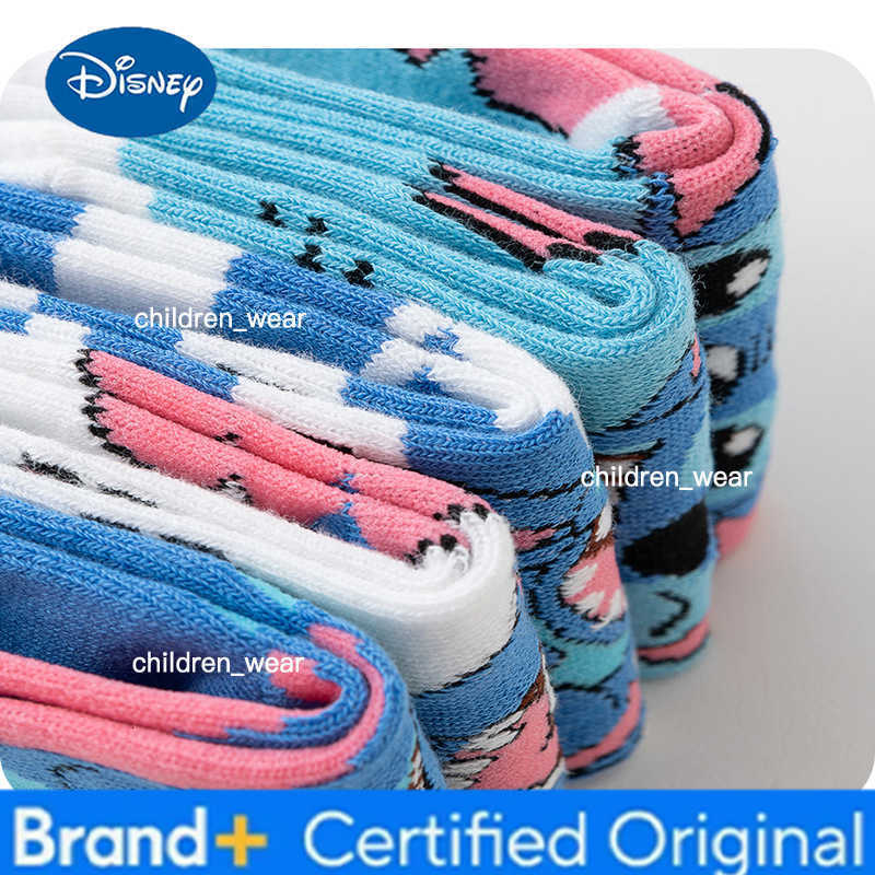 Disney 5 Pairs Spring Autumn Cartoon Stitch Children Socks Boys Socks Middle Tube sock Cotton Cute Kids Socks Girl Sock Size 1-8 Years H260306